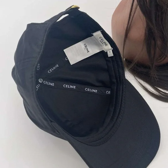 Celine triomphe baseball cap hat black medium free gift with purchase - Picture 11 of 12